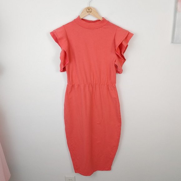 Rebdolls Dresses & Skirts - Rebdolls Coral Jersey Bodycon Midi Mock Neck Dress size 1X